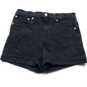 Madewell 26 High Rise Cuffed Denim Jean Shorts Black Grunge Summer Festival